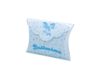 Scatolina portaconfetti Battesimo baby carta - 10 x 8 x 3 cm - celeste - conf.25 pezzi - Big Party - 81599 - DMwebShop