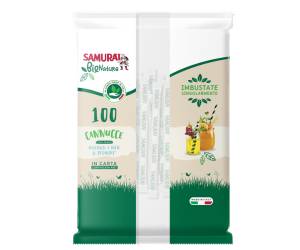 Cannuccia in carta 14 cm nero bianco avana imbustata singolarmente - 26218