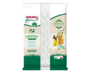 Cannuccia in carta 20 cm bianco bianco avana imbustata singolarmente - 26219