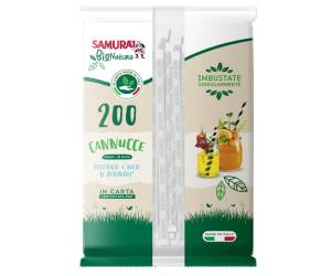 Cannuccia in carta imbustata singolarmente 24 cm nero nero bianco - 26220