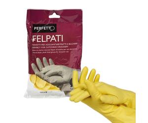 Guanti in lattice felpati taglia L 8 giallo blister 2 pezzi - 26254