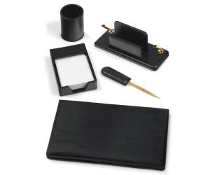 Servizio scrittoio art 119 nero in similpelle 5 componenti - 26664