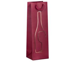 Shopper portabottiglie con manici in corda 12 x 37 x 9 cm rosso - 26652