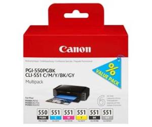 Multipack Cartucce CANON Inkjet PGI 550 PB CLI 551 confezione 6 cartucce 6496B005 Originale - 7811