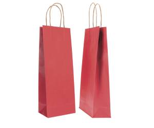 Portabottiglie BARBERA maniglie cordino 14 x 9 x 38 cm carta biokraft bordeaux - 8008