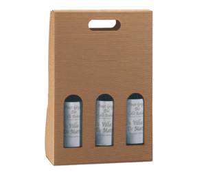 Scatola bottiglie Onda avana 3 bottiglie 270 x 90 x 385 mm - 9257