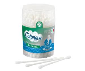 Bastoncini puliorecchie cotonati carta biodegradabile barattolo 100 pezzi - 18993