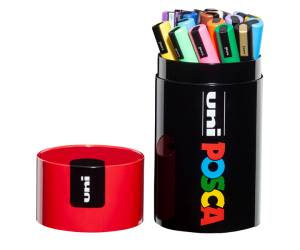 Marcatore Uni Posca PC5M - con coperchio rosso - punta media - colori assortiti - gift box 18 pezzi - Uni Mitsubishi - M 84008547 - 8059484008547 - DMwebShop