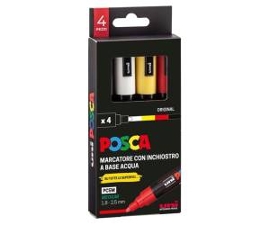 Marcatore Uni Posca PC5M - punta media 1,8 - 2,5 mm - colori assortiti - conf. 4 pezzi - Uni Mitsubishi - M PC5M 4P - 8007404250880 - DMwebShop