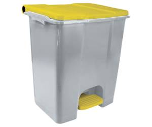 Contenitore mobile Ecoconti a pedale 60 lt plastica riciclata grigio giallo - 27489
