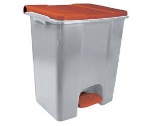 Contenitore mobile Ecoconti a pedale 60 lt plastica riciclata grigio rosso - 27488