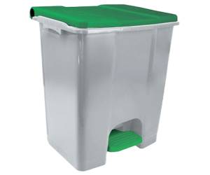 Contenitore mobile Ecoconti a pedale 60 lt plastica riciclata grigio verde - 27497