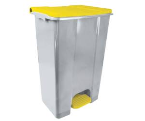 Contenitore mobile Ecoconti a pedale 80 lt plastica riciclata grigio giallo - 27486