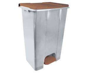 Contenitore mobile Ecoconti a pedale 80 lt plastica riciclata grigio marrone - 27495