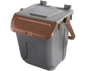 Contenitore portarifiuti Ecology con sportello e maniglione 25 lt grigio bruno - 27504