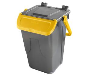 Contenitore portarifiuti Ecology con sportello e maniglione 35 lt grigio giallo - 27499