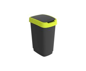 Pattumiera con coperchio basculante 25 lt 33,3 x 25,2 x 47,6 cm PPL nero verde lime - 27509