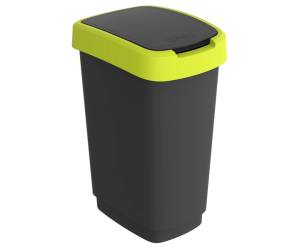 Pattumiera con coperchio basculante 50 lt 40,1 x 29,1 x 60,2 cm PPL nero verde lime - 27506