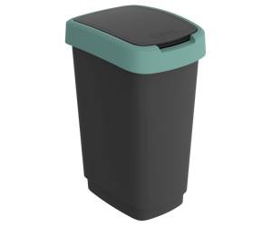 Pattumiera con coperchio basculante 50 lt 40,1 x 29,1 x 60,2 cm PPL nero verde scuro - 27508