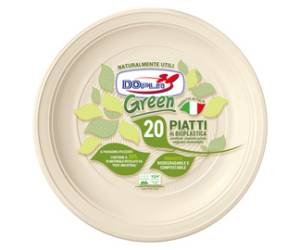 Piatto fondo monouso rotondo diametro 22 cm Mater Bi avorio Green - 27203