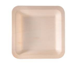 Piatto piano monouso quadrato 21,5 x 21,5 cm legno colore naturale - 27208