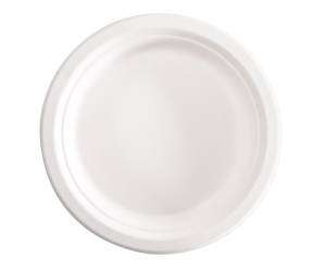 Piatto piano monouso rotondo diametro 18 cm canna da zucchero bianco - 27214