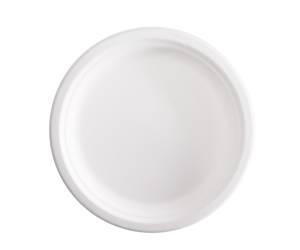 Piatto piano monouso rotondo diametro 23 cm canna da zucchero bianco - 27215