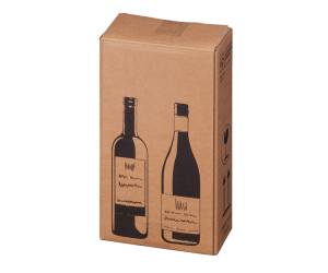 Scatola Wine Pack 2 bottiglie 20,4 x 10,8 x 36,8 cm cartone doppia onda avana - 27402