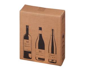 Scatola Wine Pack 3 bottiglie 30,5 x 10,8 x 36,8 cm cartone doppia onda avana - 27401