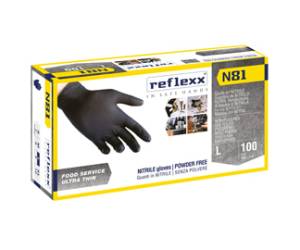 Guanti in nitrile N81 - taglia L - nero - conf. 100 pezzi - Reflexx - N81/L(9) - 8032891630099 - DMwebShop