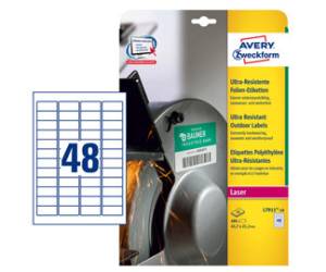 Etichette adesive in PE laser permanenti 45,7 x 21,2 mm 10 fogli bianco - 28010