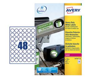 Etichette adesive tonde L4716 in poliestere laser permanenti diametro 30 mm 20 fogli bianco - 28017