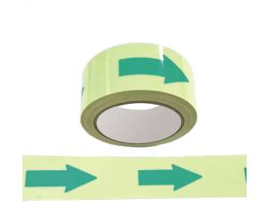 Nastro fotoluminescente adesivo 4 cm x 10 mt giallo frecce verdi - 27588