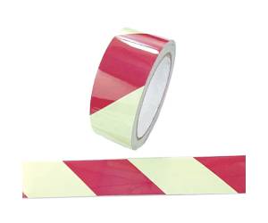 Nastro fotoluminescente adesivo 4 cm x 10 mt giallo strisce rosse - 27587