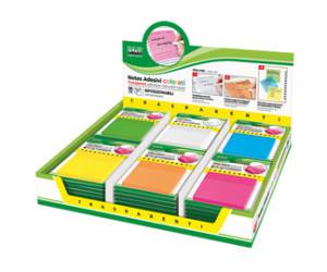Blocchetto notes adesivo 75 x 75 mm colori traslucidi assortiti Box 72 blocchetti - 28740