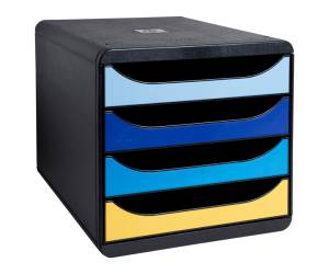 Cassettiera Big Box Bee Blue 4 cassetti A4 nero multicolore - 28715