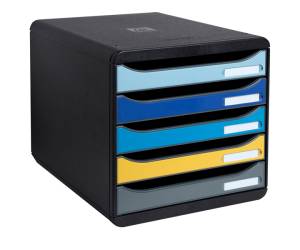 Cassettiera Big Box Plus Bee Blue 5 cassetti A4 nero multicolore - 28714