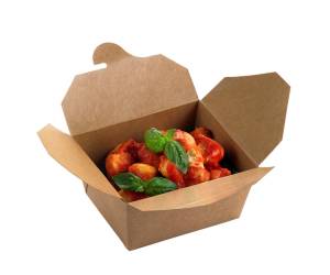 Contenitori rettangolari da asporto 13 x 9 x 6,4 cm carta kraft PE avana - 28148