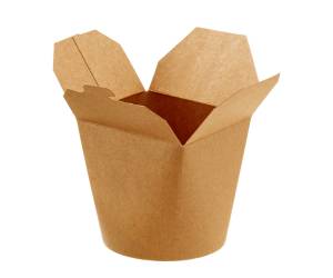 Contenitori rotondi da asporto 9,8 x 8,5 x 9,2 cm carta kraft PE avana - 28149