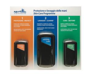Pannello per protezione e lavaggio delle mani con 3 dispenser - 28794