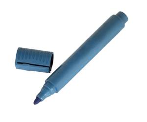 Pennarello detectabile con cappuccio indelebile punta tonda 14 cm PP blu - 28178