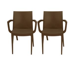 Sedia Venice con braccioli 59 x 51 x 80 cm polipropilene moka - 28224