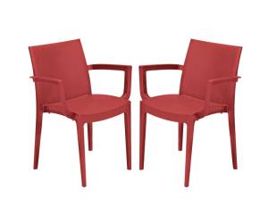 Sedia Venice con braccioli 59 x 51 x 80 cm polipropilene rosso - 28223