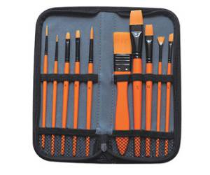 Pennello in setola per acrilico astuccio 10 pennelli assortiti - 29105