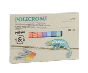 Gessetti quadrati Policromi - 13 x 13 x 80 mm - quadrati - astuccio 12 colori - Primo - 020GC12I - 8006919000201 - DMwebShop