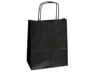Shopper in carta maniglie cordino - 36 x 12 x 41 cm - nero - conf. 25 sacchetti - Mainetti Bags - 74011. - 8029307074011 - DMwebShop