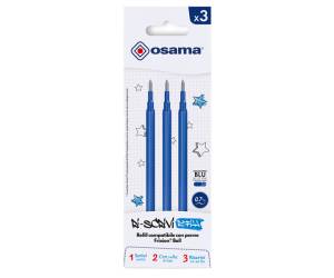Refill per penne gel cancellabili - punta 0,7 mm - blu - conf. 3 pezzi - Osama - OW 10136 B - 8007404227691 - DMwebShop