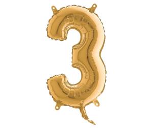 Palloncino - numero 3 - H 36 cm - mylar - oro - Big Party - 42703 - 8020834427035 - DMwebShop