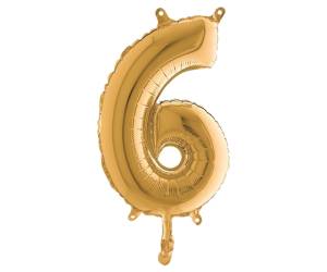 Palloncino - numero 6 - H 36 cm - mylar - oro - Big Party - 42706 - 8020834427066 - DMwebShop