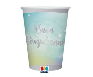 Bicchiere Soft Rainbow Buon Compleanno 200 ml carta - 29143